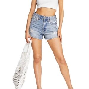 Madewell NWT Relaxed Raw Hem Mid-Rise Denim shorts size 27.